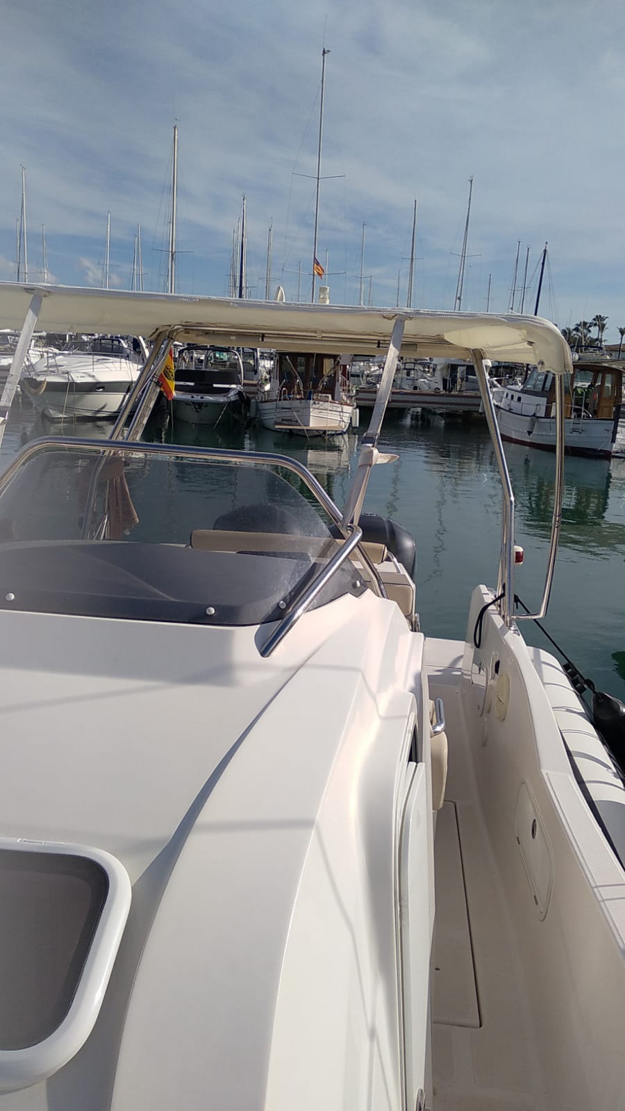 Boat moored in the marina
